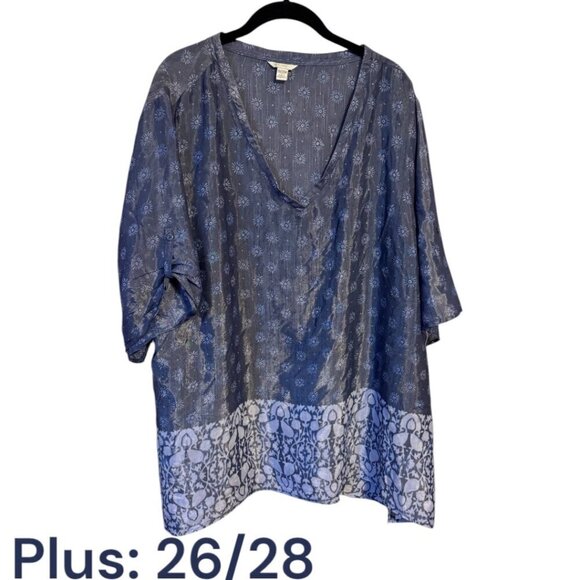 CATO BLUE V-NECK TOP  PLUS SIZE: 26/28 EUC - Picture 1 of 7